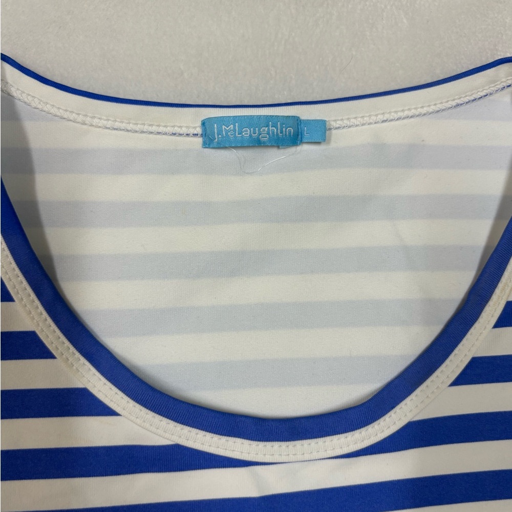 J. McLaughlin Blue and White Striped Top - Picture 3 of 7